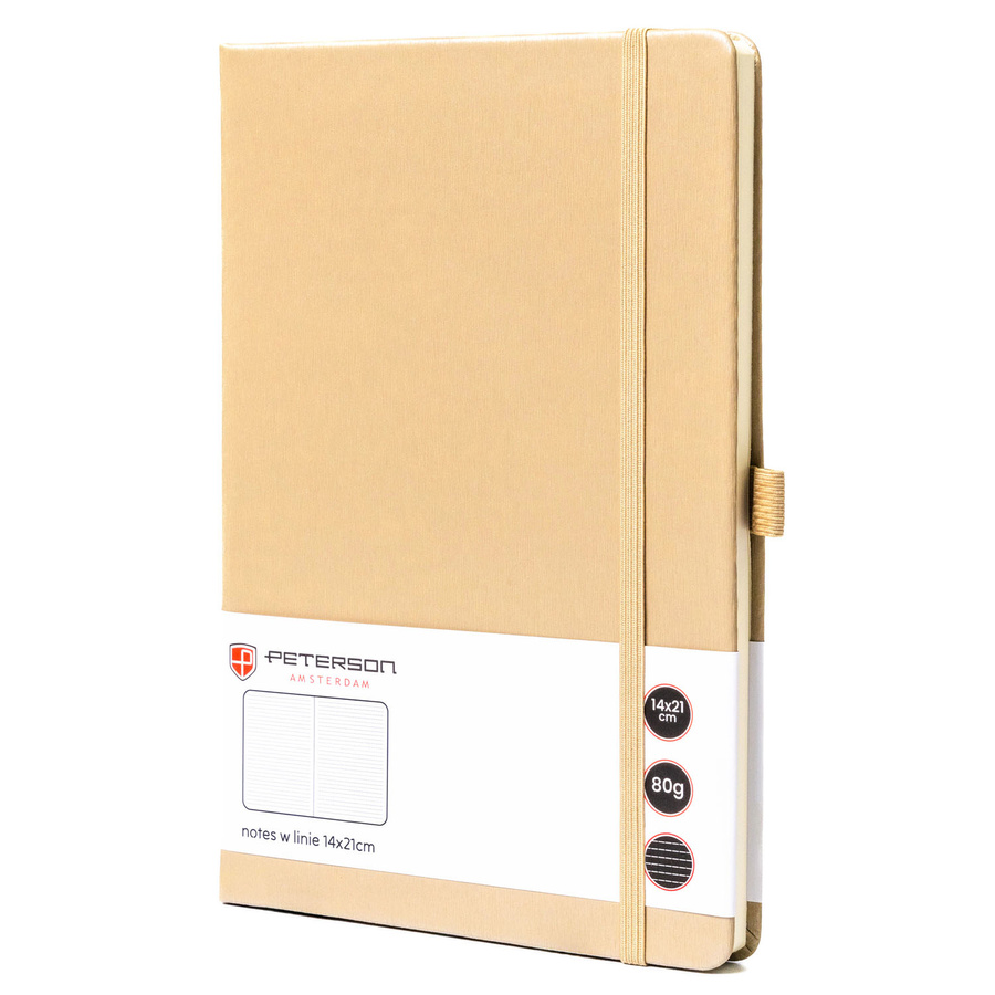 Beżowy notes w formacie A5 zadrukowany w linie - Peterson