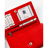 Duży skórzany portfel damski w czerwonym kolorze z wewnętrzną kieszonką na suwak - Rovicky