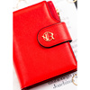 Pionowy portfel damski ze skóry ekologicznej w czerwonym kolorze, zamykany na zatrzask i suwak - Rovicky