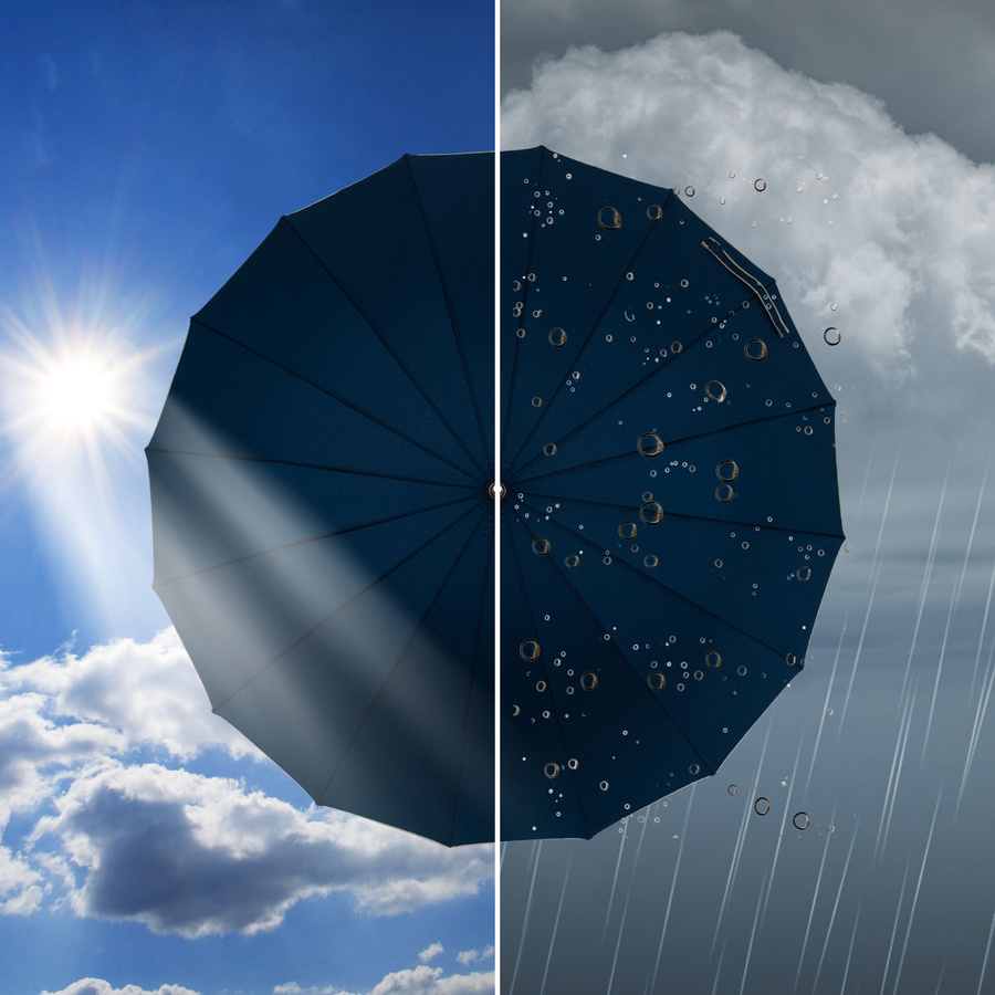 Granatowy, rządowy parasol z dużą czaszą - Peterson