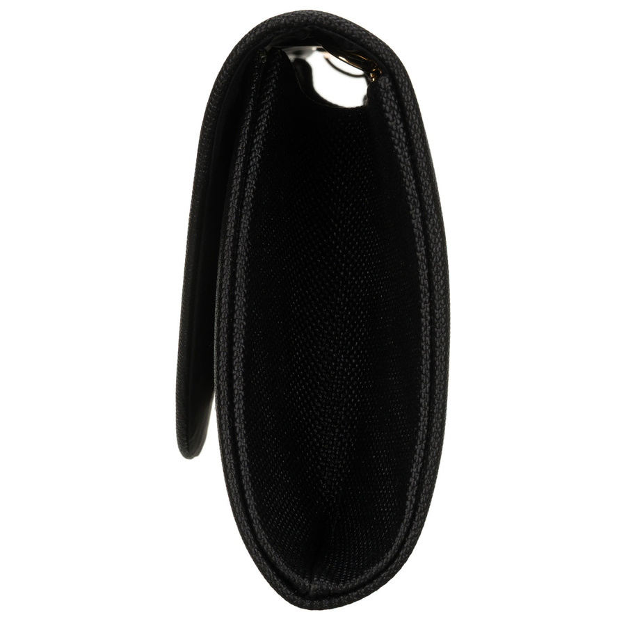 Brokatowa kopertówka damska wykonana z tkaniny syntetycznej w czarnym kolorze - Rovicky