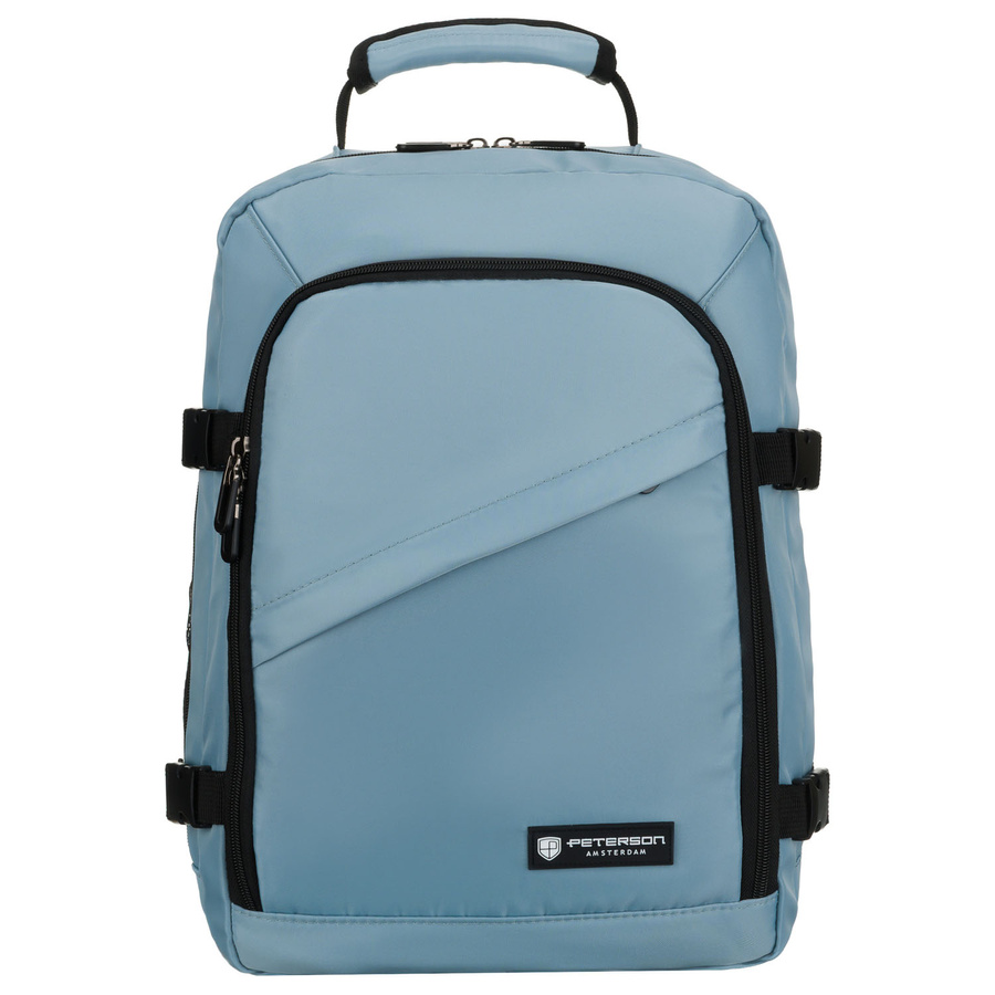 Plecak podróżny w niebieskim kolorze, dwukomorowy i zawieszony na regulowanych szelkach - Peterson