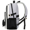 Białoczarny plecak szkolny z poliestru z poręczną dodatkową saszetką - Peterson