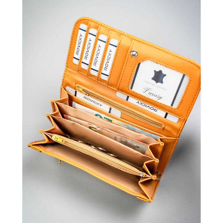 Duży, brązowy portfel damski ze skóry ekologicznej - 4U Cavaldi