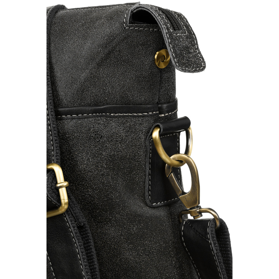 Czarna, skórzana torba męska na dokumenty z miejscem na laptopa - Peterson