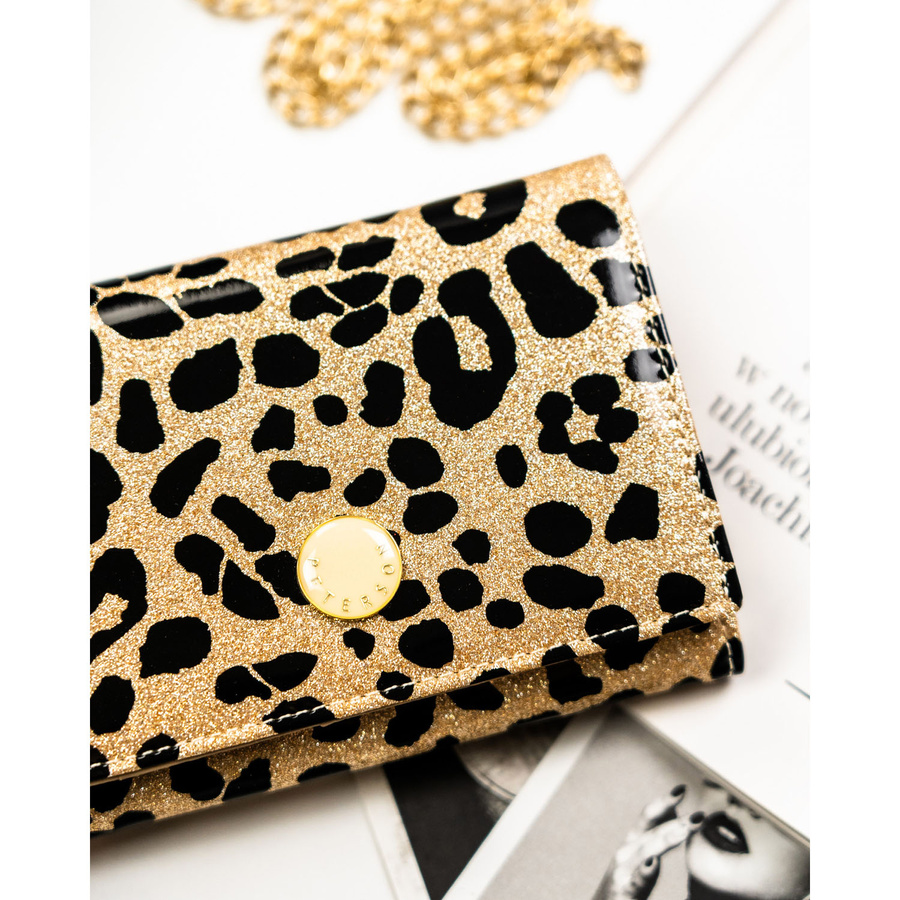 Portfel damski ze skóry ekologicznej i naturalnej w złotym kolorze w cętki - Peterson