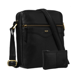 Jednokomorowa listonoszka męska ze skóry naturalnej w czarnym kolorze - Peterson