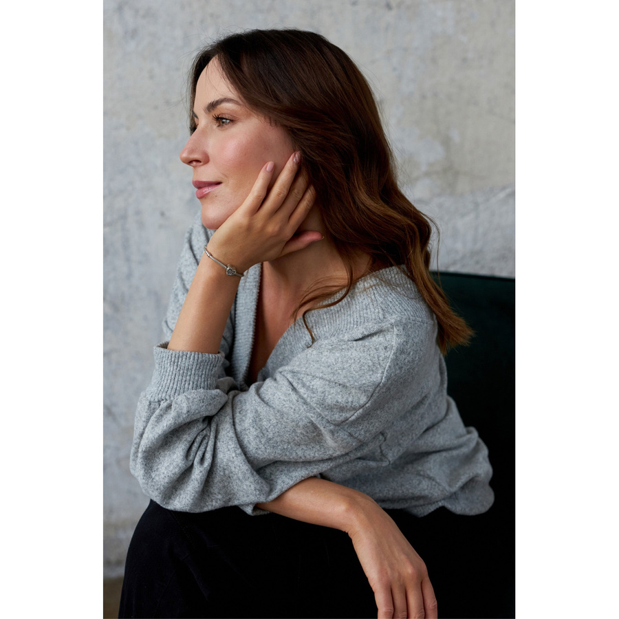 Srebrny charms serce z cyrkonią i napisem do modułowej bransoletki - Peterson