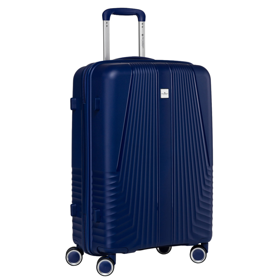 Duża walizka podróżna w granatowym kolorze z wodoodporną skorupą - Peterson