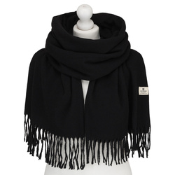 Dwustronny szalik damski z poliestru w czarnym kolorze - Peterson