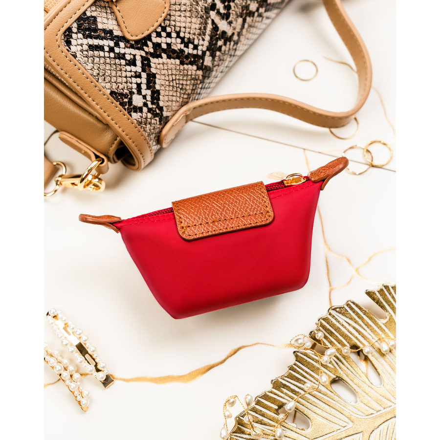 Czerwone etui na klucze wykonane z poliestru i skóry ekologicznej - Peterson