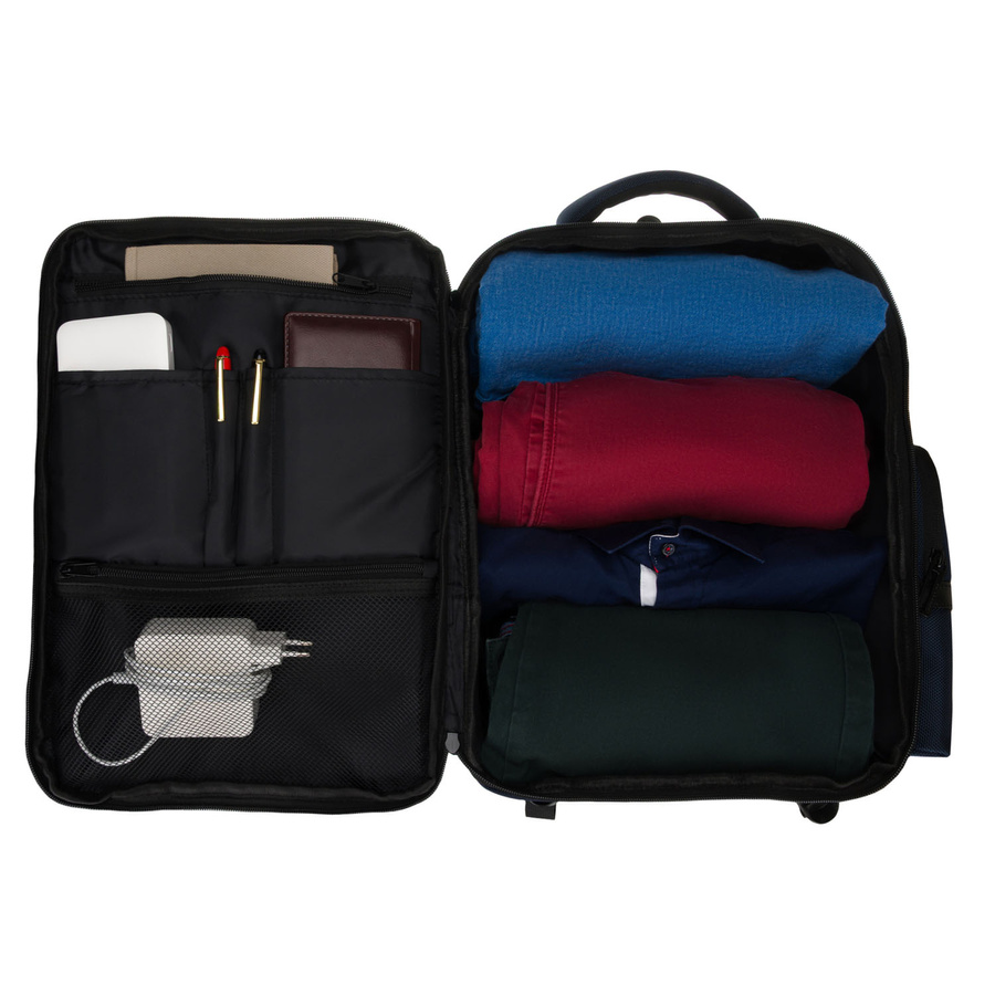 Granatowy plecak podróżny z kieszenią na laptopa do 14 cali - Peterson