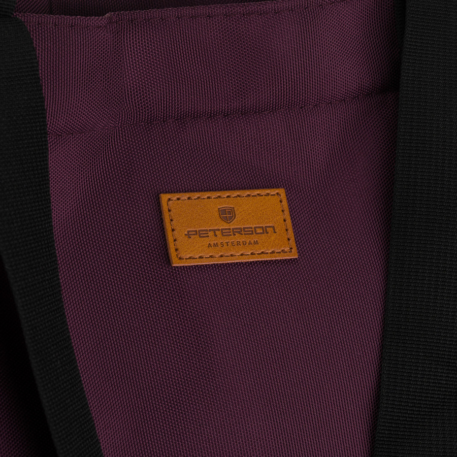 Duża, fioletowa shopperka damska zawieszona na wygodnych uchwytach i doczepianym pasku - Peterson