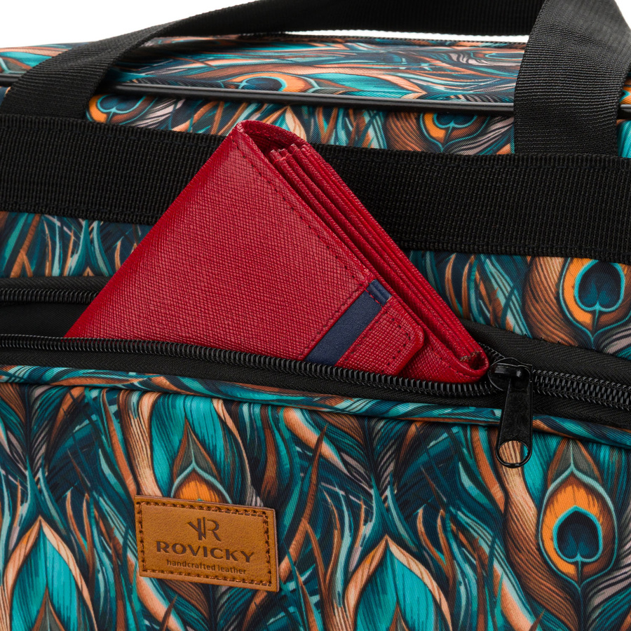 Torba podróżna z wytrzymałego poliestru z roślinnym wzorem wyposażona w dopinany pasek - Rovicky