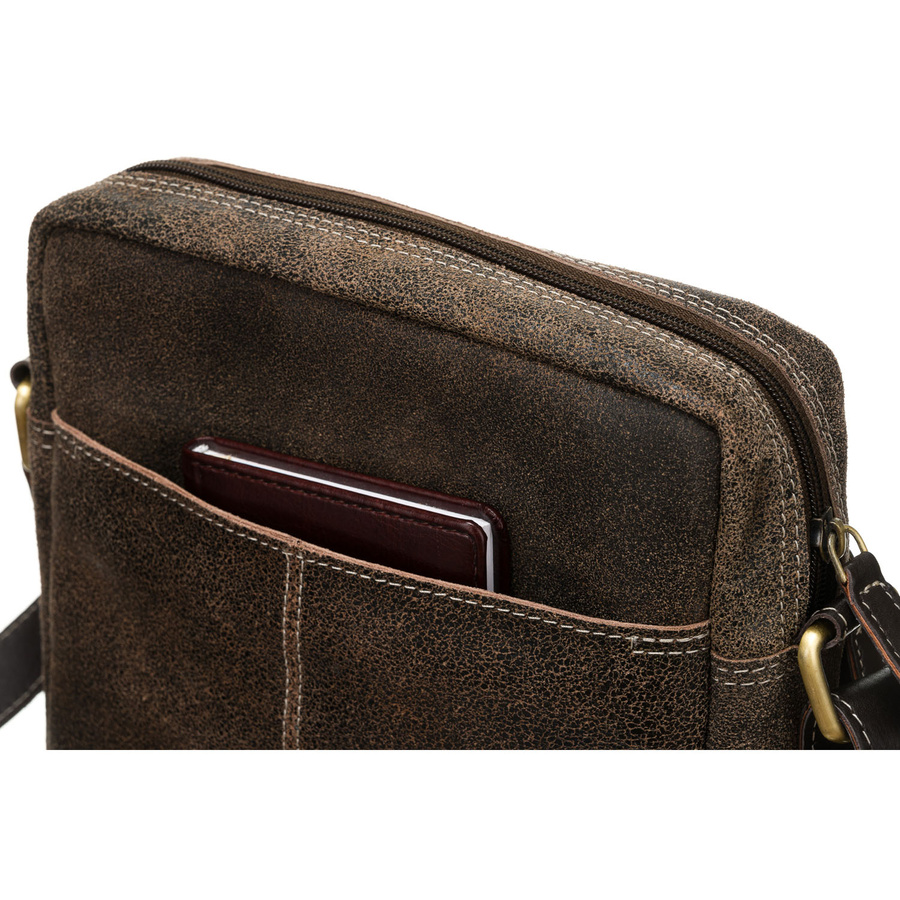 Miejska torba męska ze skóry naturalnej w brązowym kolorze - Peterson