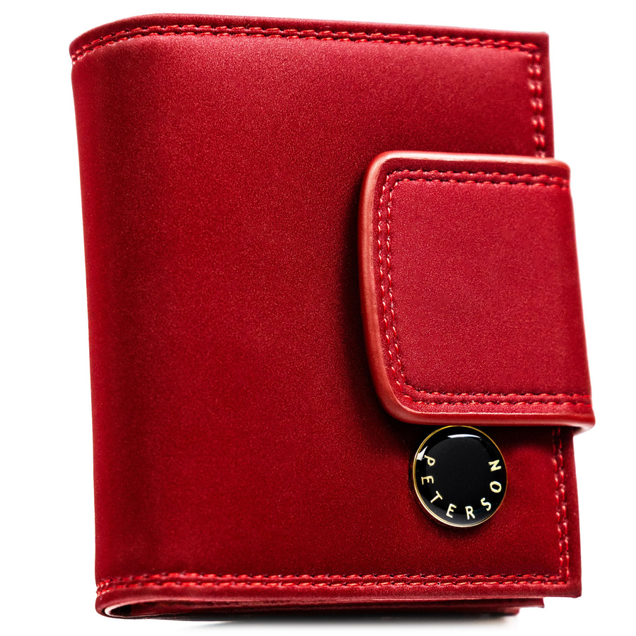 Czerwony portfel damski ze skóry naturalnej i ekologicznej z systemem RFID - Peterson
