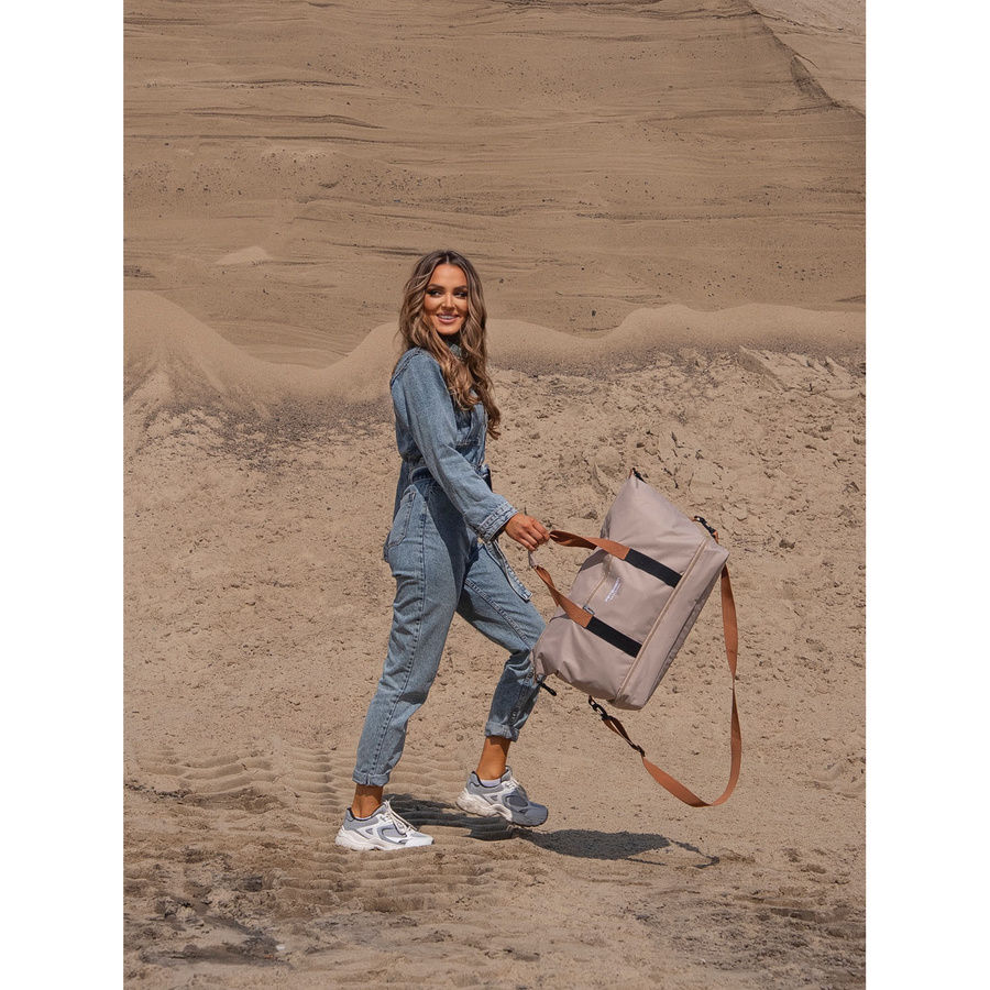 Beżowa, wodoodporna torba podróżna z poliestru - Peterson