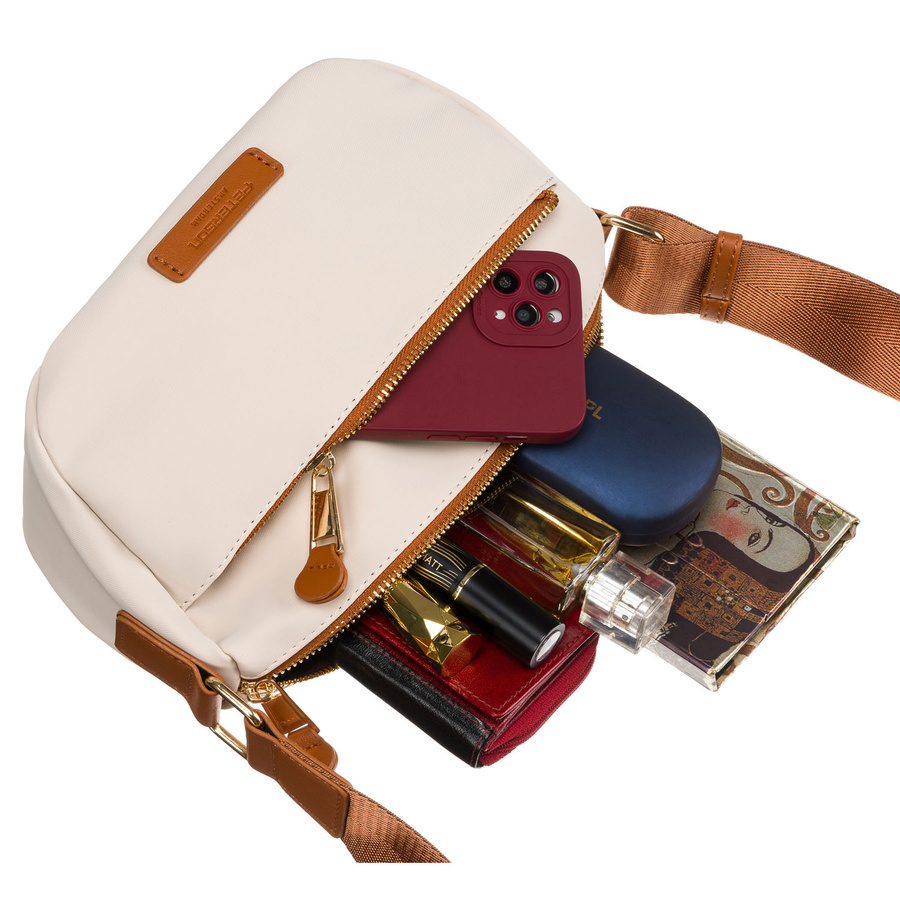 Nylonowa torebka damska w brązowo-beżowym kolorze - Peterson