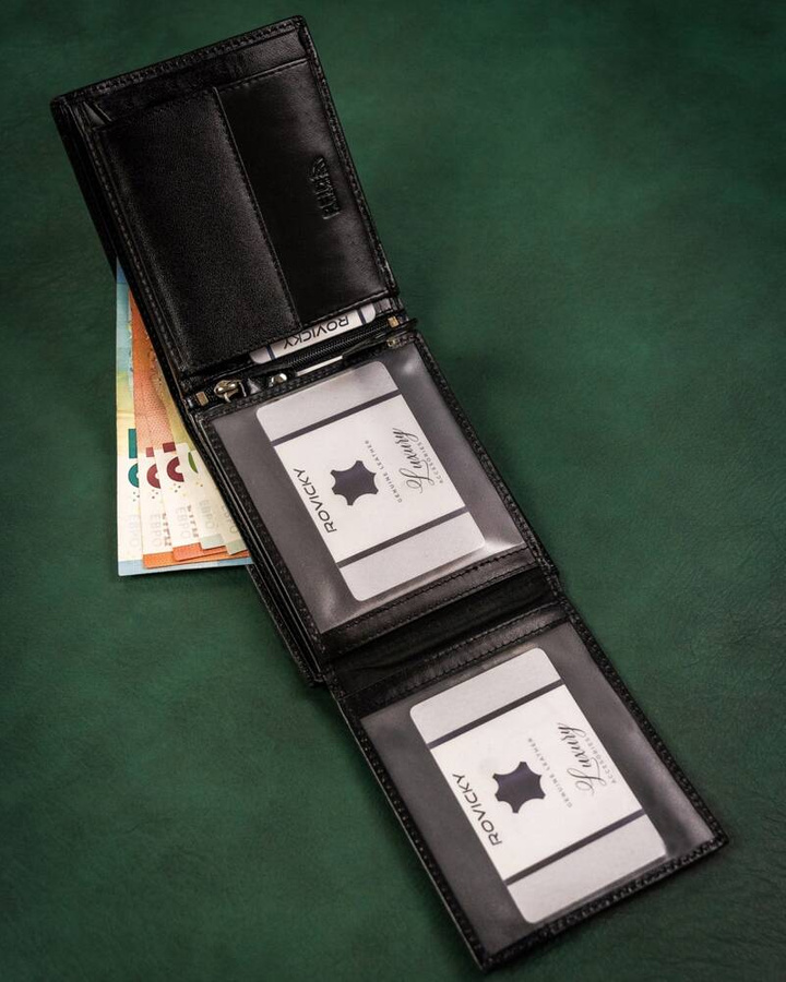 Zestaw prezentowy: skórzany portfel męski i brelok - Rovicky 