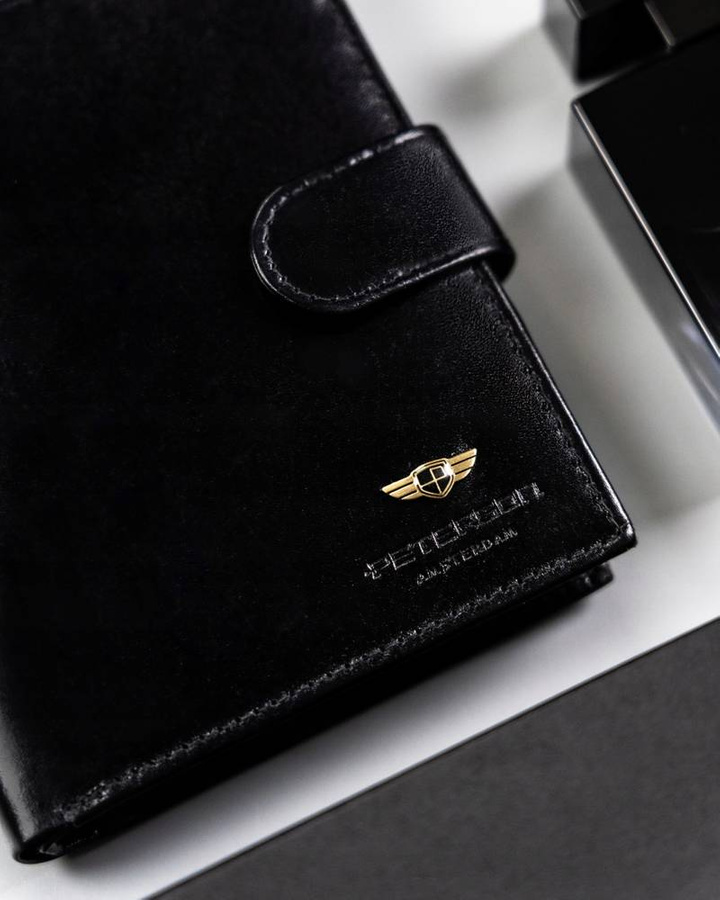 Klasyczny, skórzany portfel męski na zatrzask - Peterson