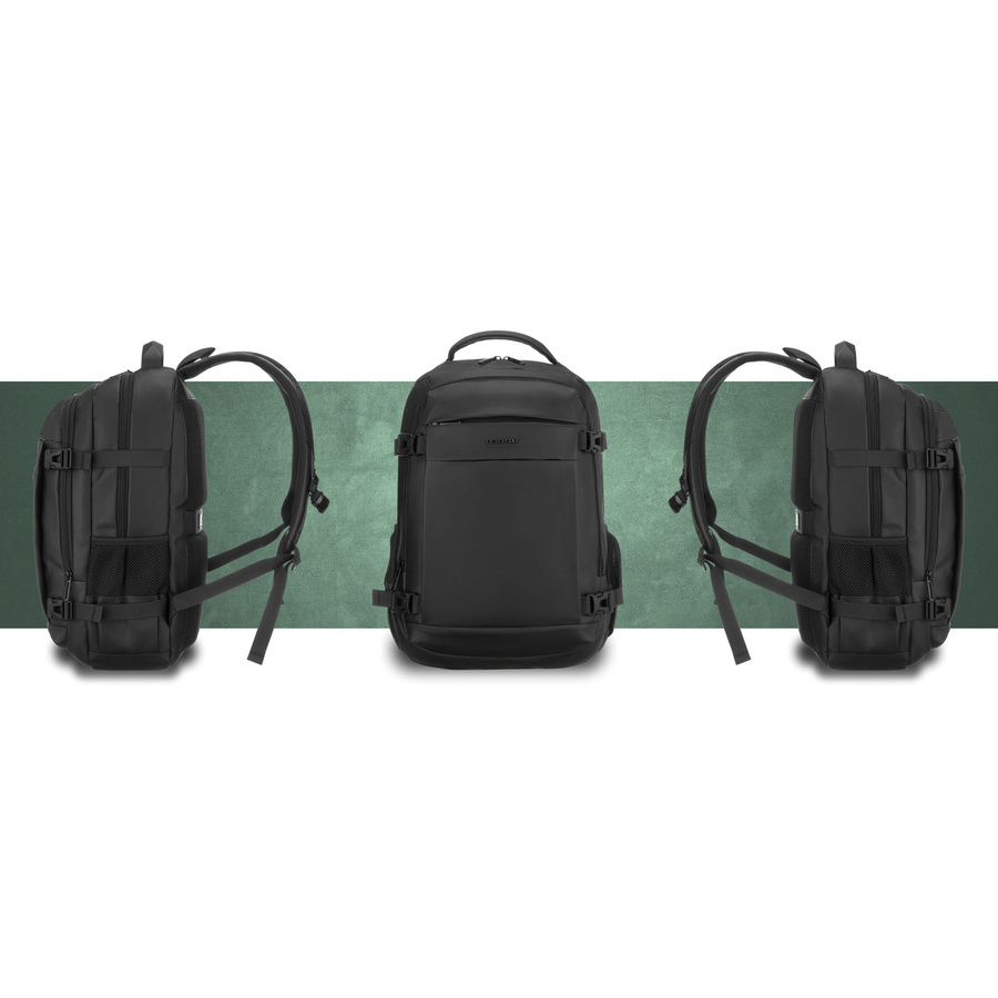 Duży plecak podróżny w czarnym kolorze z miejscem na laptopa, zamykany suwakiem - Peterson