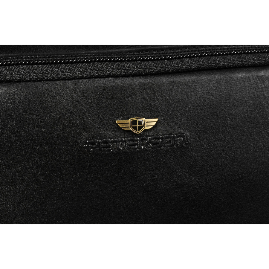 Klasyczna, czarna, skórzana nerka męska na biodra - Peterson