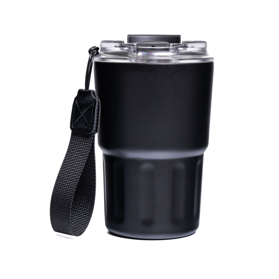 Czarny kubek termiczny ze stali nierdzewnej z podwójnymi ściankami - Peterson