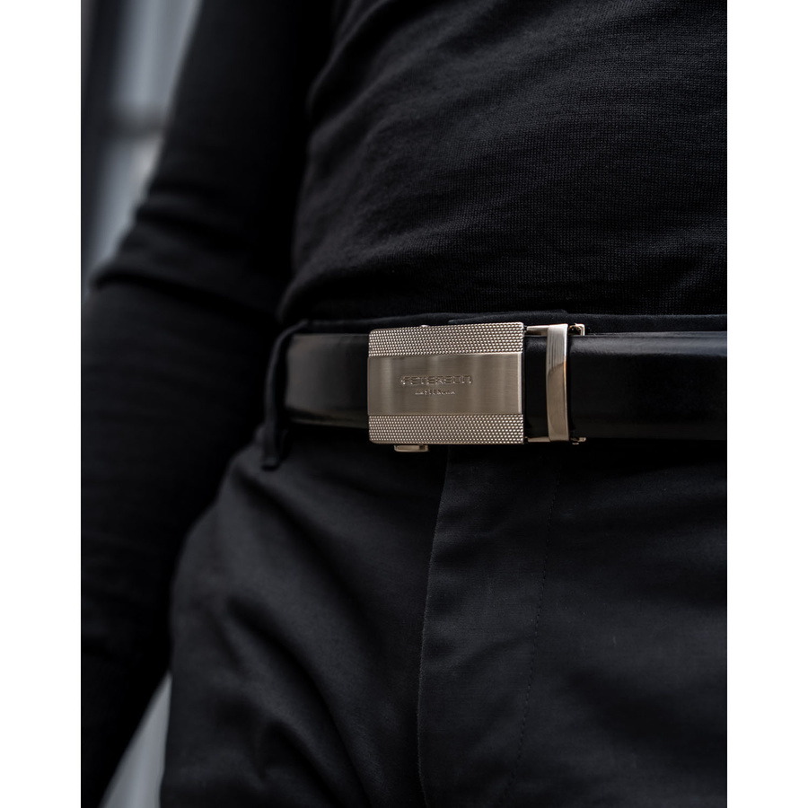 Pasek męski z klamrą automatyczną wykonany ze skóry naturalnej - Peterson