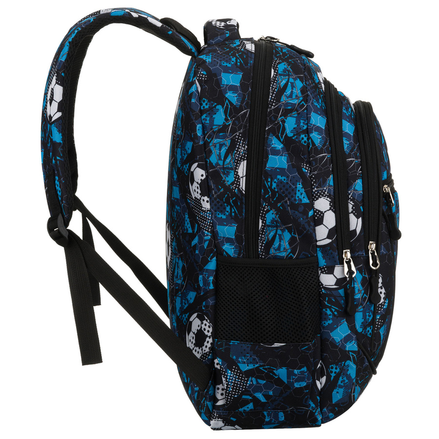 Szkolny tornister z poliestru pokryty wzorem w piłkę nożną - Peterson