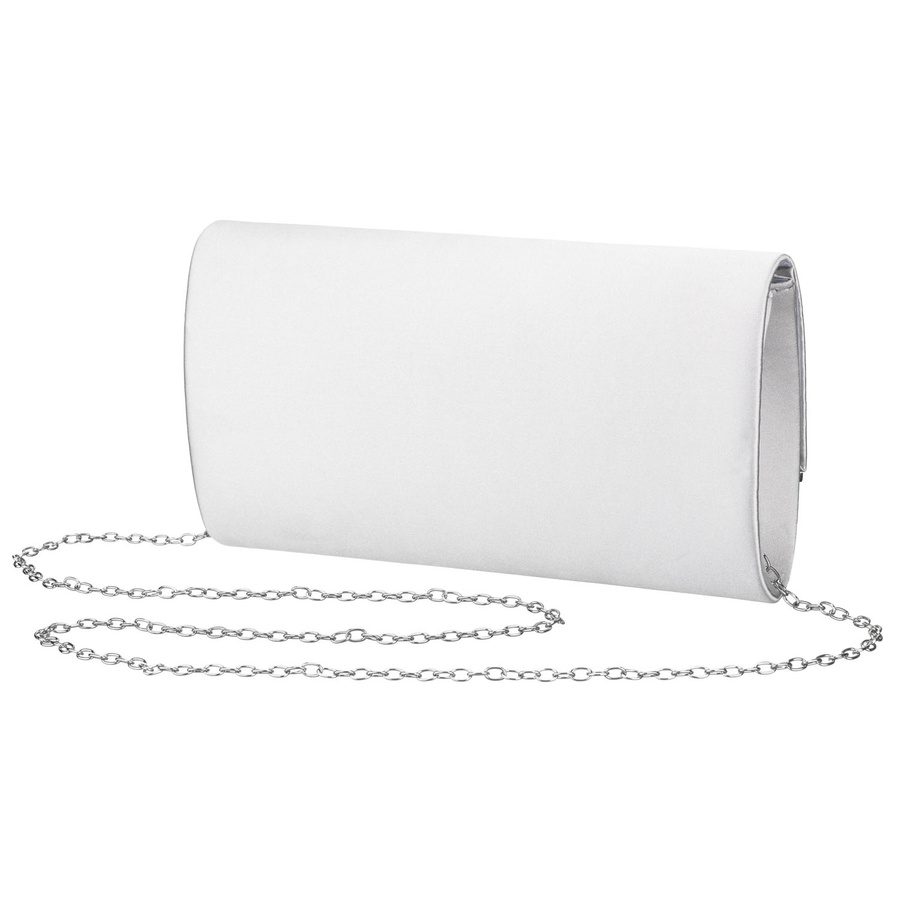 Kopertówka damska wykonana w srebrnym kolorze, zawieszona na srebrnym łańcuszku - Rovicky