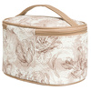Lekka, beżowa kosmetyczka-kuferek na kosmetyki pokryta roślinnym wzorem - Peterson