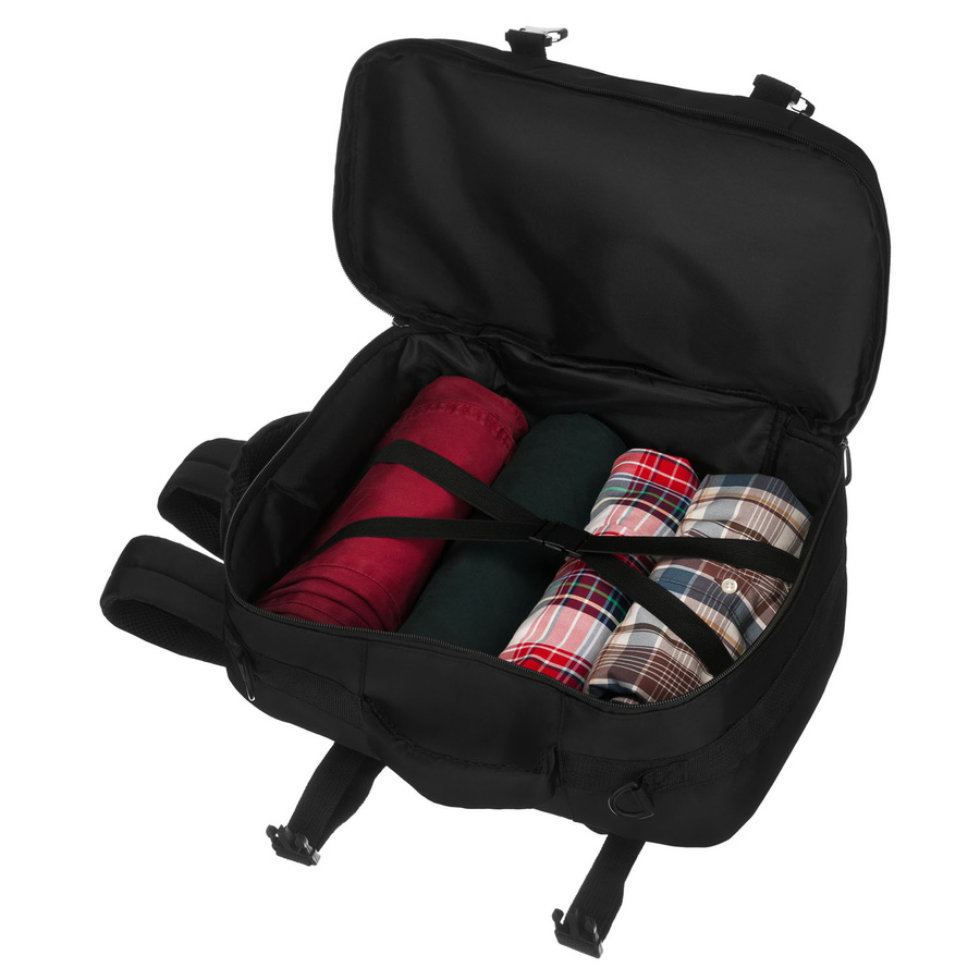 Czarny, podróżny plecak idealny na bagaż podręczny - Peterson