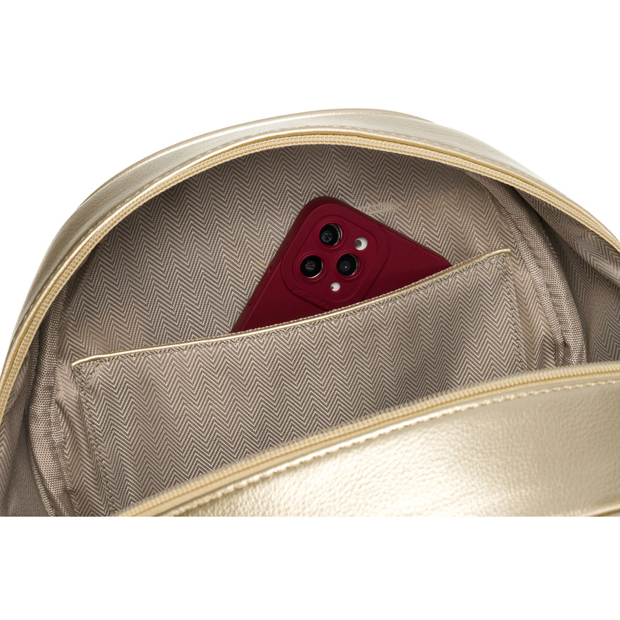 Złoty pikowany błyszczący plecak damski ze skóry ekologicznej mały Peterson