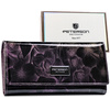 Elegancki, lakierowany, fioletowy portfel damski w kwiaty RFID STOP Peterson
