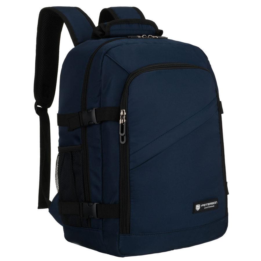 Podróżny plecak z poliestru w granatowym kolorze - Peterson