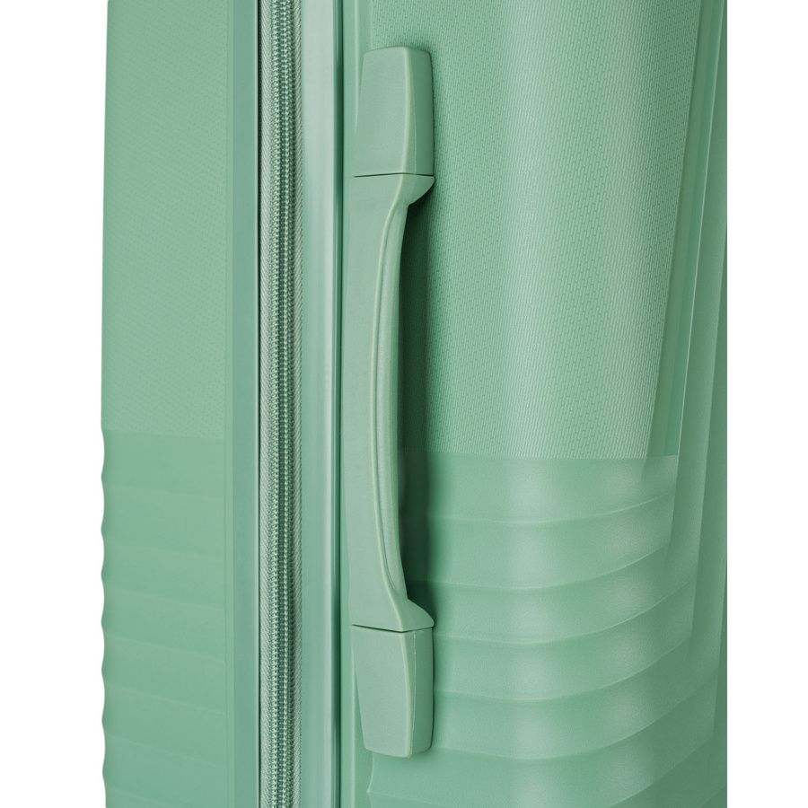 Zielona walizka podróżna w średnim rozmiarze z teleskopowym uchwytem i kółkami obrotowymi - Peterson