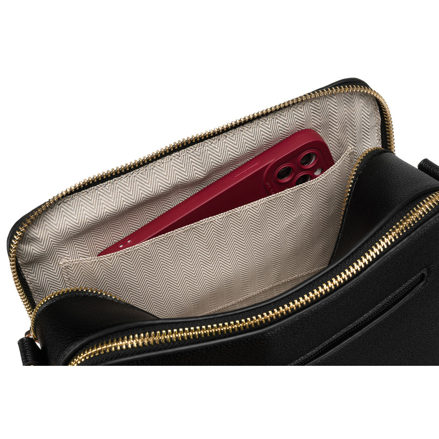 Czarna, miejska torba damska ze skóry ekologicznej z dwoma paskami w zestawie - Peterson