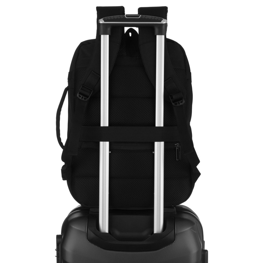 Podróżny plecak z poliestru w czarnym kolorze, idealny na bagaż podręczny - Peterson