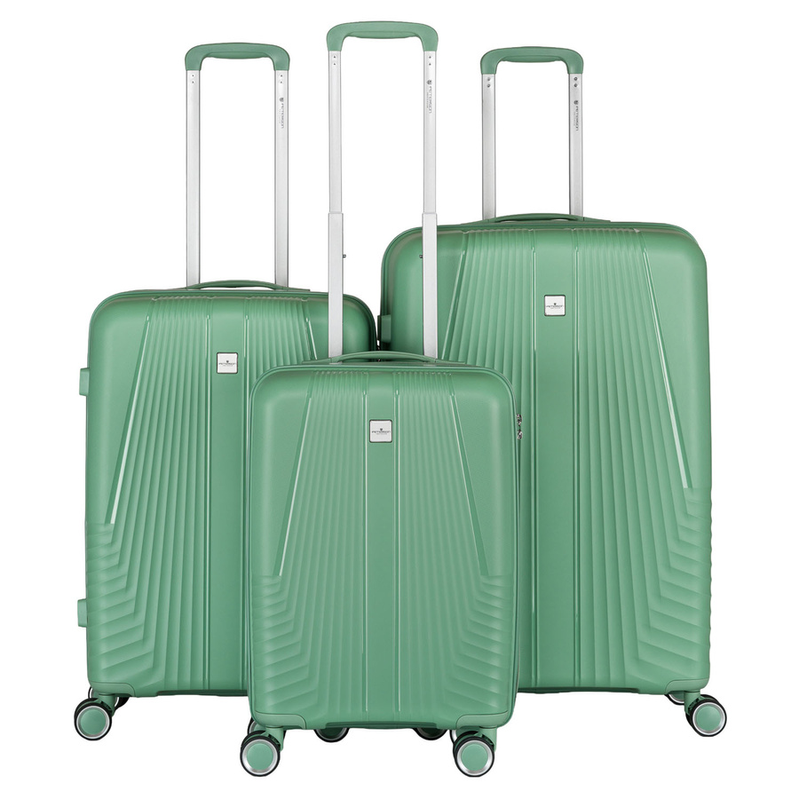 Zestaw walizek podróżnych z tworzywa ABS w zielonym kolorze - Peterson