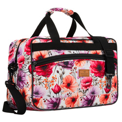 Wielokolorowa torba podróżna z wytrzymałego poliestru z portem USB, pokryta roślinnym wzorem - Rovicky