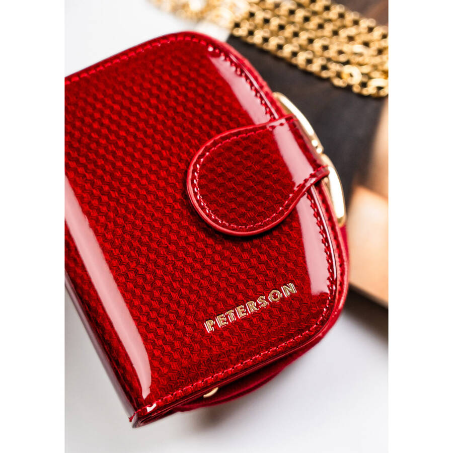Mały portfel damski czerwony na zatrzask - Peterson