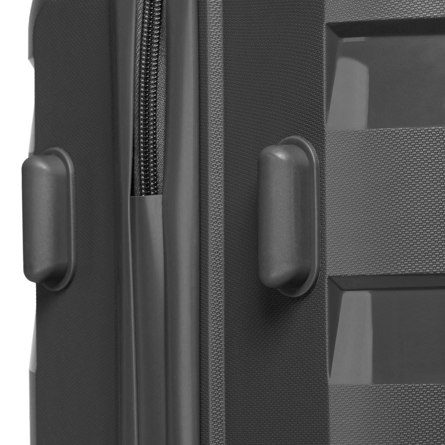 Średnia, szara walizka z polipropylenu z wysuwaną rączką - Peterson