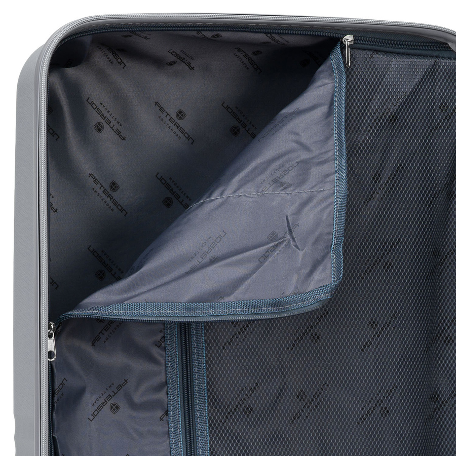 Zestaw walizek podróżnych z tworzywa ABS w szarym kolorze - Peterson