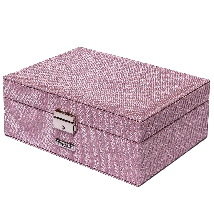 Szkatułka na biżuterię zamykana na kluczyk, różowa - Peterson