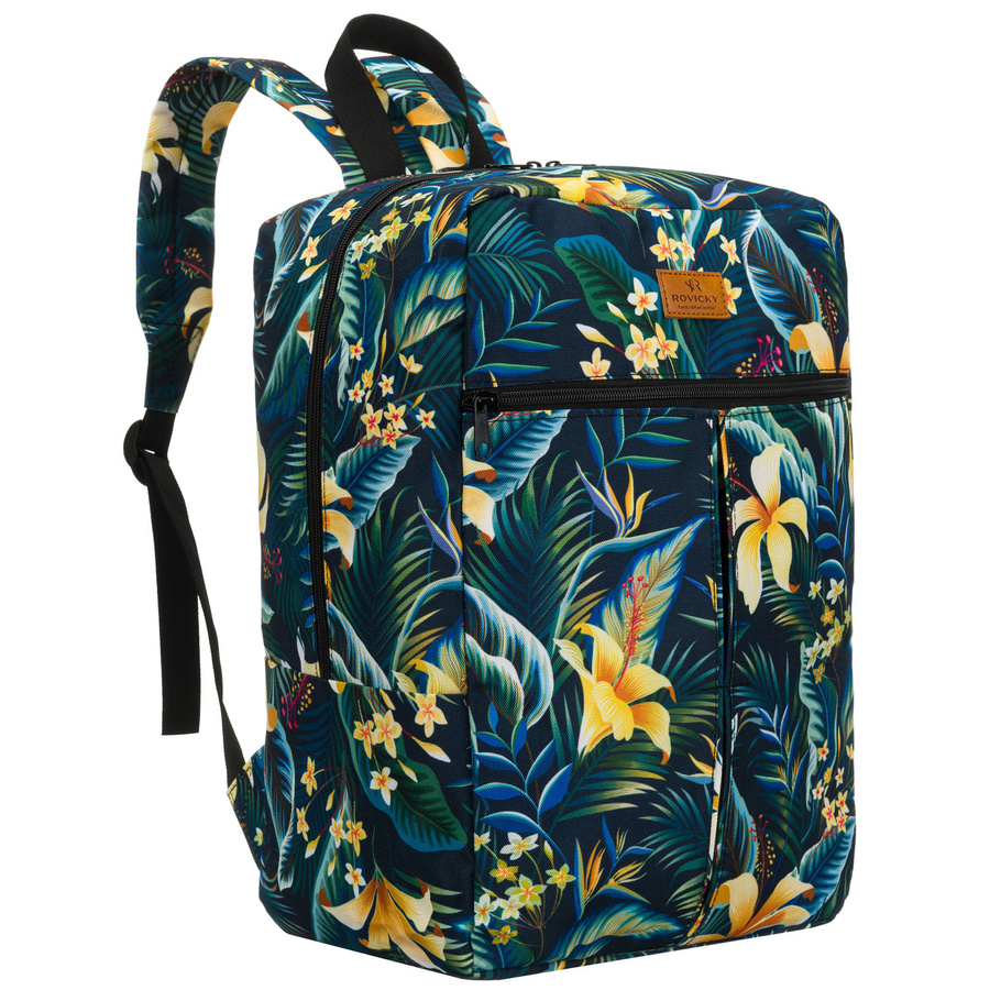 Pojemny plecak podróżny zamykany na suwak w kwiatowy wzór - Rovicky