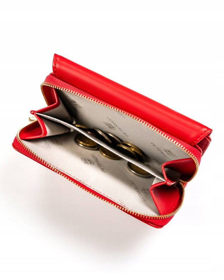 Portfel damski ze skóry ekologicznej zamykany na zatrzask i zamek - Peterson