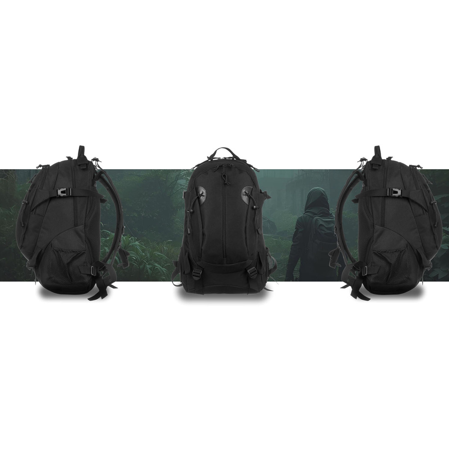 Czarny, wojskowy plecak militarny wyposażony w pasy kompresyjne - Peterson