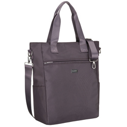 Szara shopperka damska na uchwytach i doczepianym pasku, zamykana suwakiem - Peterson