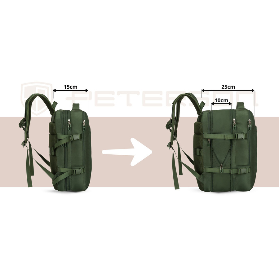 Zielony plecak podróżny z miejscem na laptopa i portem USB - Peterson