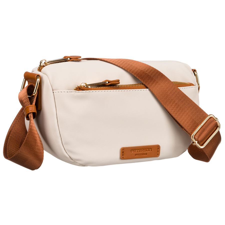 Nylonowa torebka damska w brązowo-beżowym kolorze - Peterson